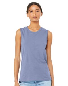 BELLA + CANVAS 6003 Women’s Jersey Muscle Tank – Lavender Blue (on model)