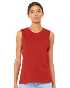 BELLA + CANVAS 6003 Women’s Jersey Muscle Tank – Red (on model)