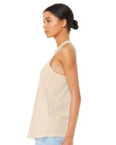BELLA + CANVAS 6008 Women’s Jersey Racerback Tank – Natural (on model side)