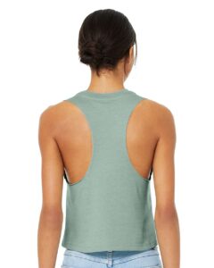 BELLA + CANVAS 6682 Women’s Racerback Crop Tank – Heather Dusty Blue (on model back)
