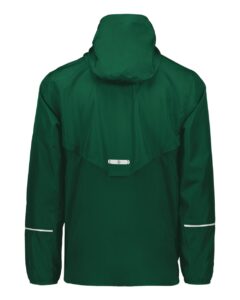 Holloway 229582 Men’s Packable Hooded Jacket – Dark Green (back)