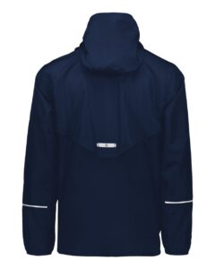 Holloway 229582 Men’s Packable Hooded Jacket – Navy (back)