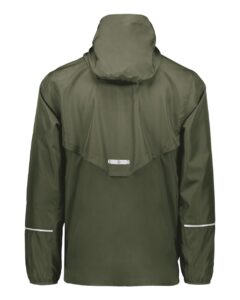 Holloway 229582 Men’s Packable Hooded Jacket – Olive (back)