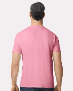 Gildan 980 Unisex Softstyle® Lightweight T-Shirt – Charity Pink (on model back)