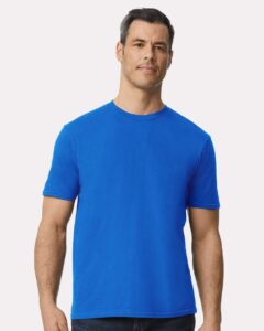 Gildan 980 Unisex Softstyle® Lightweight T-Shirt – Royal Blue (on model)