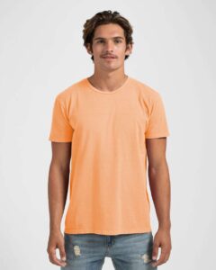 Tultex 1900 Men’s Heritage T-Shirt – Cantaloupe (on model)