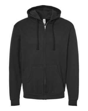 Tultex 331 Unisex Full-Zip Hooded Sweatshirt – Black