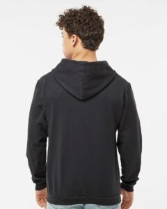 Tultex 331 Unisex Full-Zip Hooded Sweatshirt – Black (on model back)