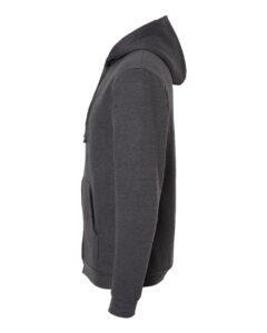 Tultex 331 Unisex Full-Zip Hooded Sweatshirt – Heather Charcoal (side)