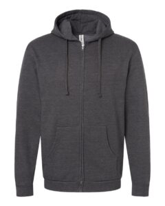 Tultex 331 Unisex Full-Zip Hooded Sweatshirt – Heather Charcoal