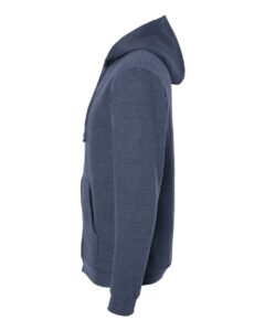 Tultex 331 Unisex Full-Zip Hooded Sweatshirt – Heather Denim (side)