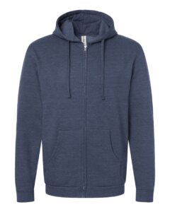 Tultex 331 Unisex Full-Zip Hooded Sweatshirt – Heather Denim