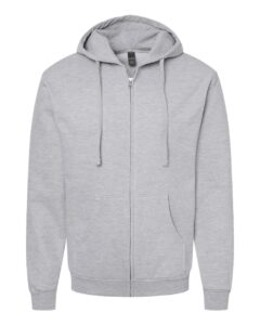 Tultex 331 Unisex Full-Zip Hooded Sweatshirt – Heather Grey