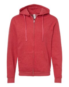 Tultex 331 Unisex Full-Zip Hooded Sweatshirt – Heather Red