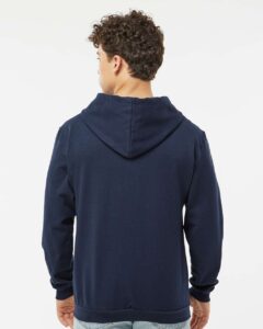 Tultex 331 Unisex Full-Zip Hooded Sweatshirt – Navy (on model back)