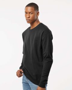 Tultex 340 Unisex Fleece Crewneck Sweatshirt – Black (on model side)