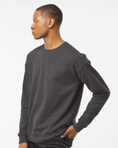 Tultex 340 Unisex Fleece Crewneck Sweatshirt – Charcoal (on model side)