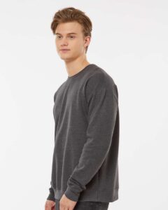 Tultex 340 Unisex Fleece Crewneck Sweatshirt – Heather Charcoal (on model side)