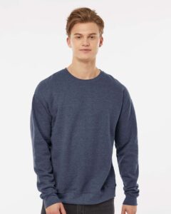 Tultex 340 Unisex Fleece Crewneck Sweatshirt – Heather Denim (on model)