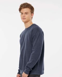 Tultex 340 Unisex Fleece Crewneck Sweatshirt – Heather Denim (on model side)