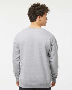 Tultex 340 Unisex Fleece Crewneck Sweatshirt – Heather Grey (on model back)