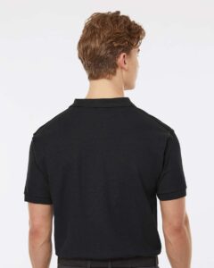 Tultex 400 Men’s 50/50 Sport Pique Polo – Black (on model back)