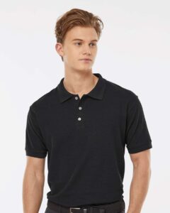 Tultex 400 Men’s 50/50 Sport Pique Polo – Black (on model)