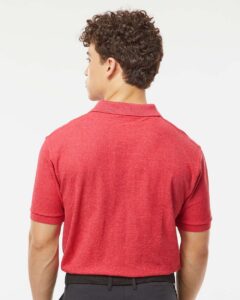 Tultex 400 Men’s 50/50 Sport Pique Polo – Heather Red (on model back)