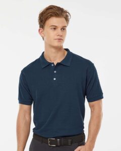 Tultex 400 Men’s 50/50 Sport Pique Polo – Navy (on model)