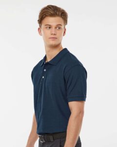 Tultex 400 Men’s 50/50 Sport Pique Polo – Navy (on model side)