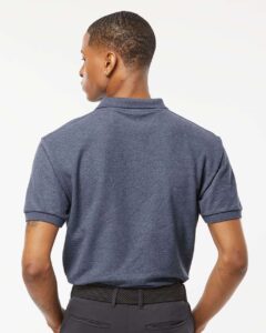 Tultex 400 Men’s 50/50 Sport Pique Polo – Heather Navy (on model back)