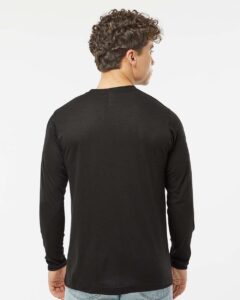 Tultex 242 Unisex Poly-Rich Long Sleeve T-Shirt – Black (on model back)