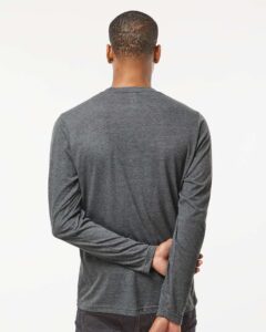 Tultex 242 Unisex Poly-Rich Long Sleeve T-Shirt – Heather Charcoal (on model back)
