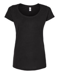 Tultex 243 Women’s Poly-Rich Scoop Neck T-Shirt – Black