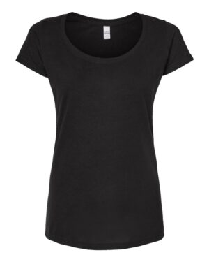 Tultex 243 Women’s Poly-Rich Scoop Neck T-Shirt – Black