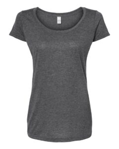 Tultex 243 Women’s Poly-Rich Scoop Neck T-Shirt – Heather Charcoal