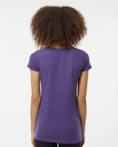 Tultex 243 Women’s Poly-Rich Scoop Neck T-Shirt – Heather Purple (on model back)
