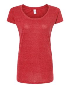 Tultex 243 Women’s Poly-Rich Scoop Neck T-Shirt – Heather Red