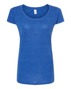 Tultex 243 Women’s Poly-Rich Scoop Neck T-Shirt – Heather Royal