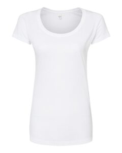 Tultex 243 Women’s Poly-Rich Scoop Neck T-Shirt – White