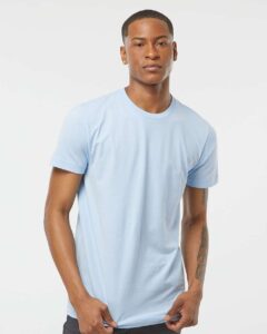 Tultex 202 Unisex Fine Jersey T-Shirt – Baby Blue (on model)