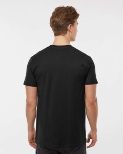 Tultex 202 Unisex Fine Jersey T-Shirt – Black (on model back)