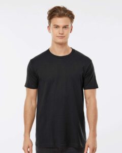 Tultex 202 Unisex Fine Jersey T-Shirt – Black (on model)