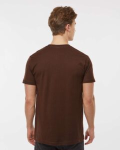 Tultex 202 Unisex Fine Jersey T-Shirt – Brown (on model back)