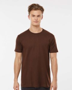 Tultex 202 Unisex Fine Jersey T-Shirt – Brown (on model)