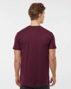 Tultex 202 Unisex Fine Jersey T-Shirt – Burgundy (on model back)