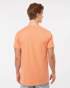 Tultex 202 Unisex Fine Jersey T-Shirt – Cantaloupe (on model back)