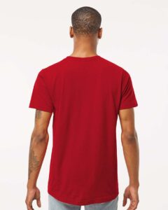 Tultex 202 Unisex Fine Jersey T-Shirt – Cardinal (on model back)