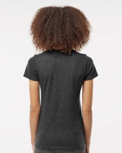 Tultex 542 Women’s Premium Cotton Blend T-Shirt – Black Heather (on model back)