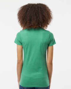 Tultex 542 Women’s Premium Cotton Blend T-Shirt – Kelly Heather (on model back)